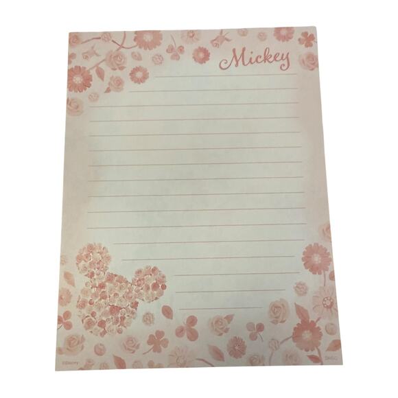 Disney Mickey Mouse Floral Paper Envelope Writing Letter Set NEW - Picture 3 of 6